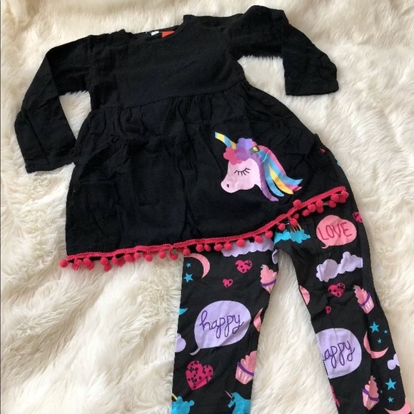 Unicorn dress with pom-poms & matching leggings 4T - Picture 2 of 8